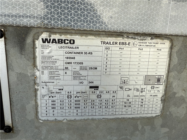 Leci 3 akslet Galvaniseret Tip Chassis med 9,4 m Hardox Kasse