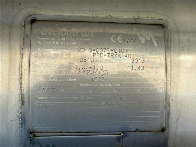 MAN TGM 14.250 VM-Tarm 4.000 l. Rustfri PED Slamsuger Euro 6