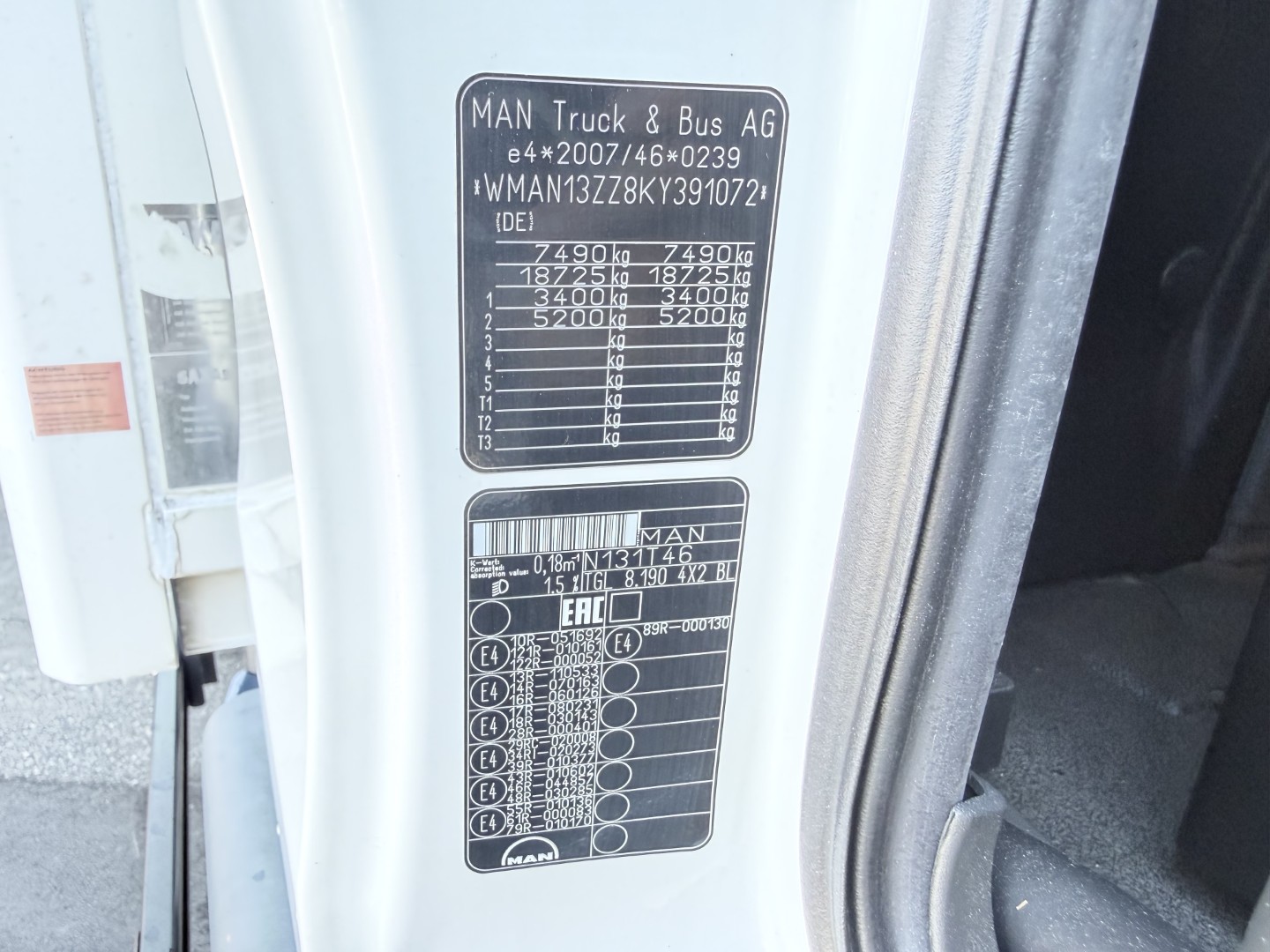 MAN TGL 8.190 4x2 6.0 m Euro 6 Lukket Kasse