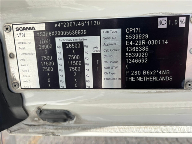 Scania P 280 B6x2*4NB CNG Box/Lift