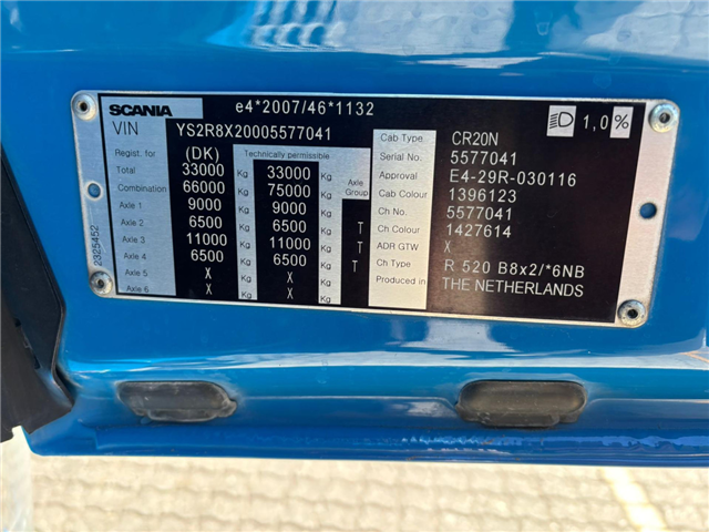 Scania R 520 B8x2/*6NB Hooklift